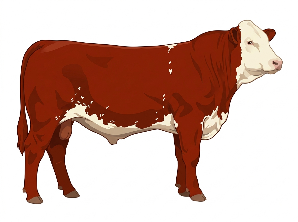 Red with a white face, a few white spots and ticking in the white Fullblood Simmental Steer