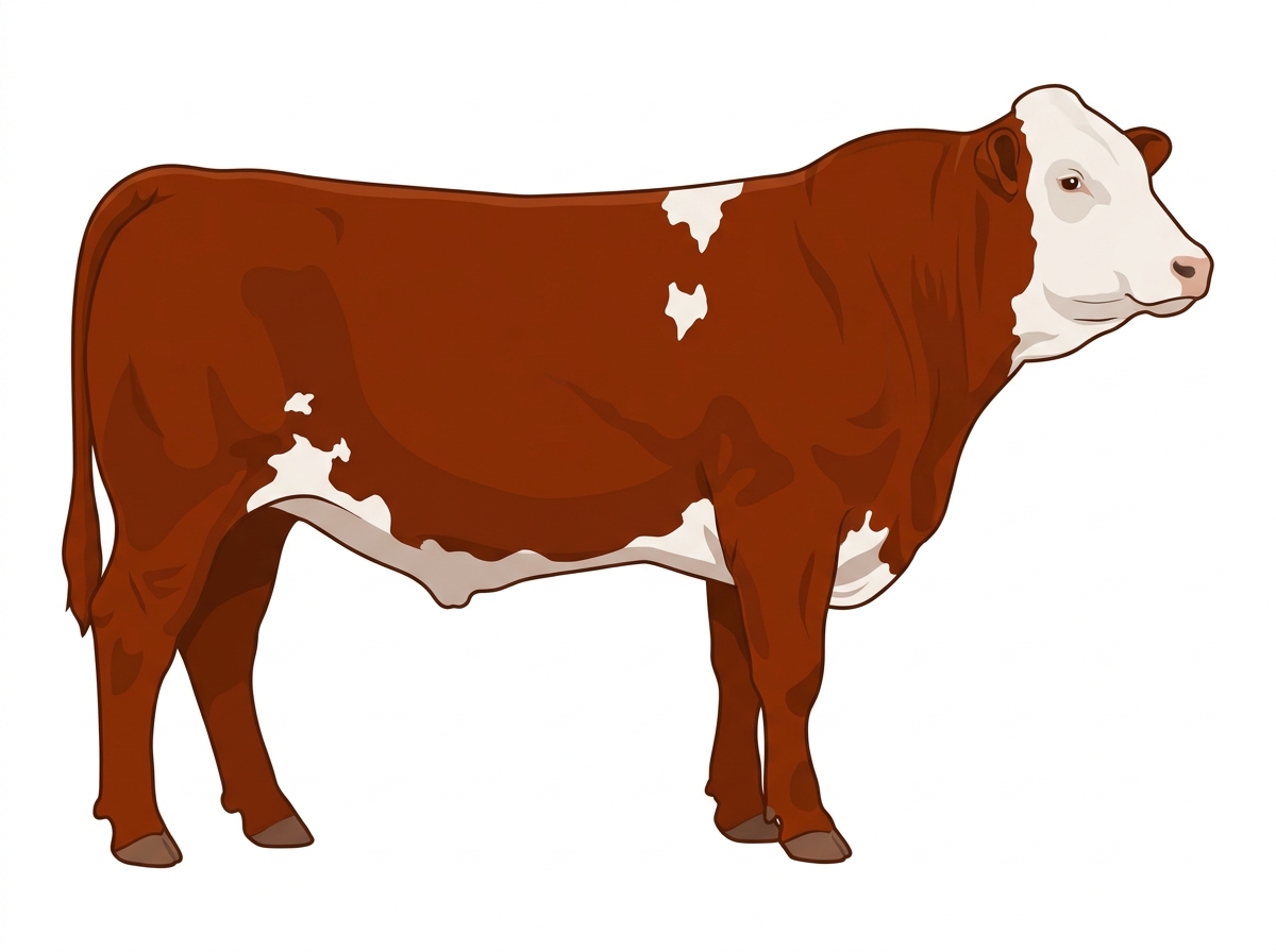 Red with a white face and a few white spots Fullblood Simmental Steer