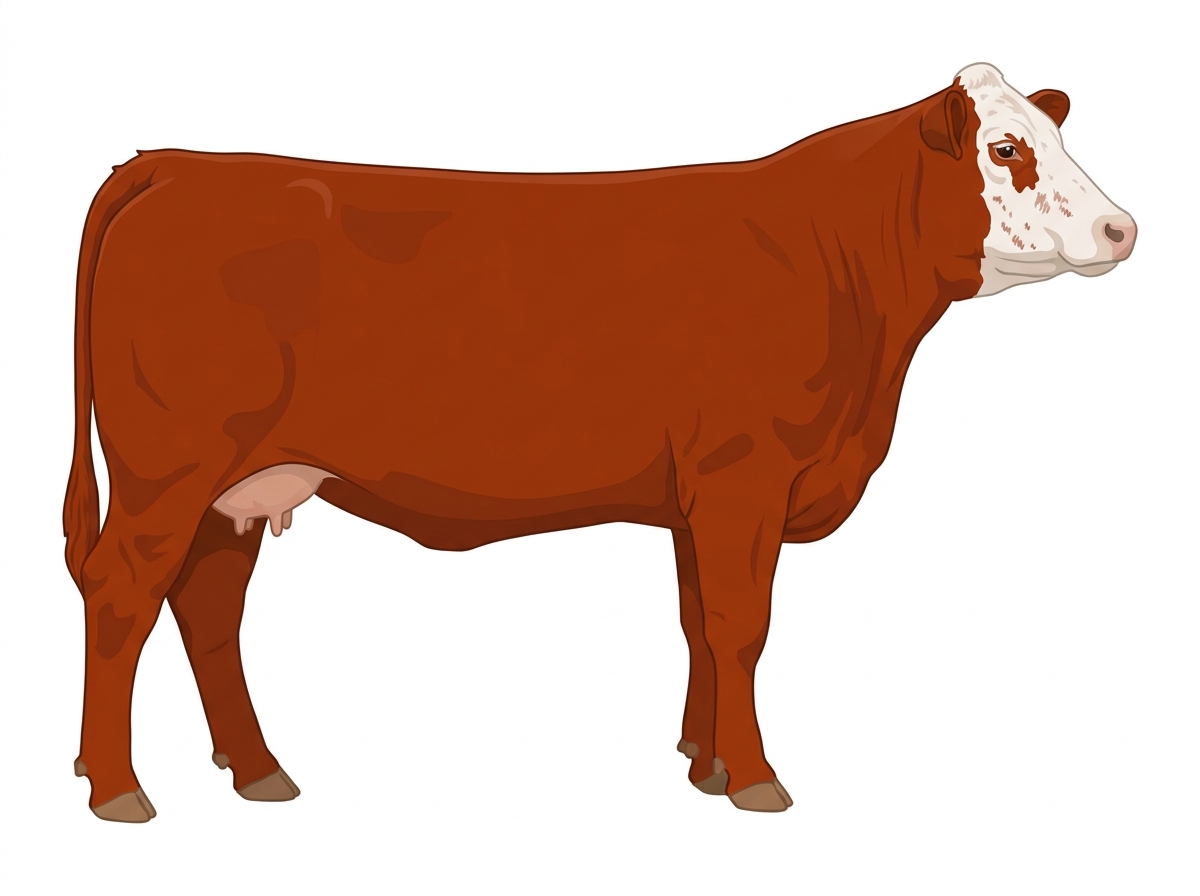 Red with a white face and ticking in the white Fullblood Simmental Cow