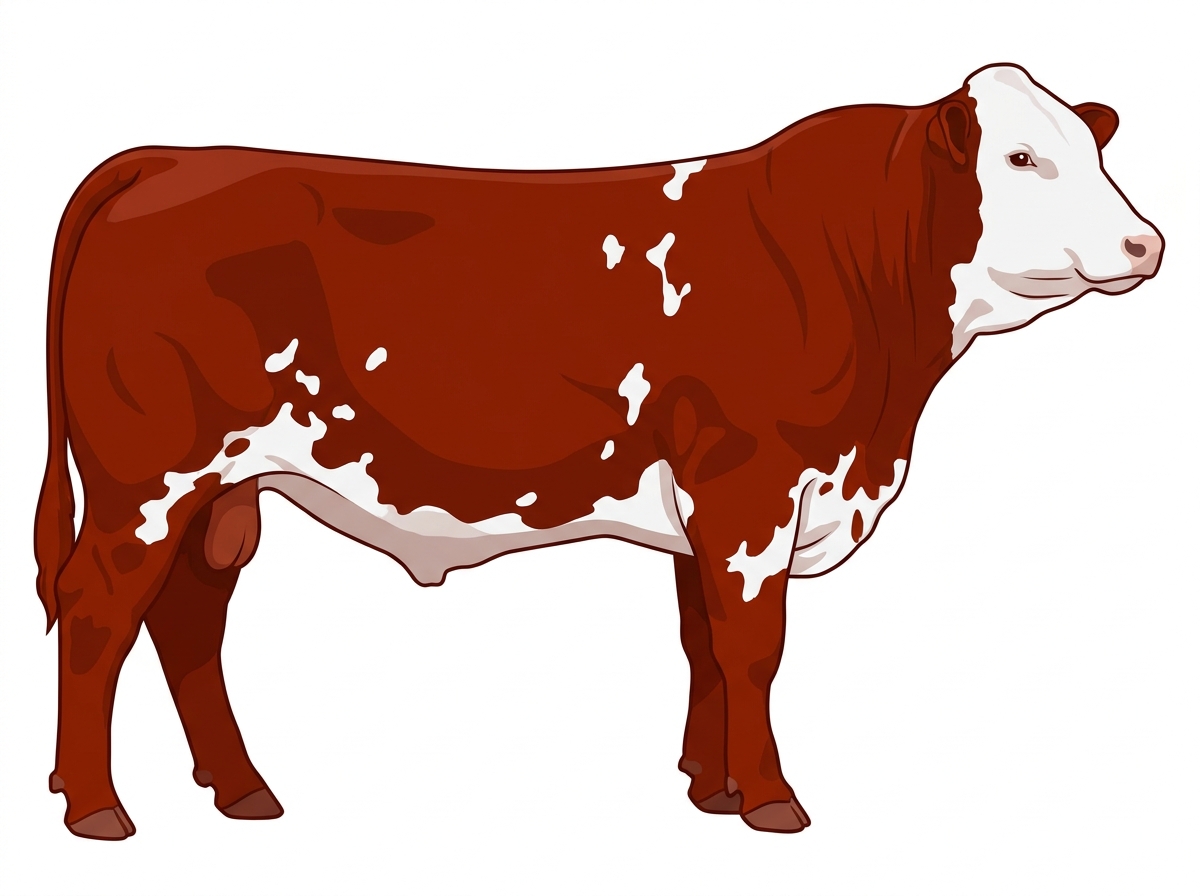 Red with a white face and white spots Fullblood Simmental Steer