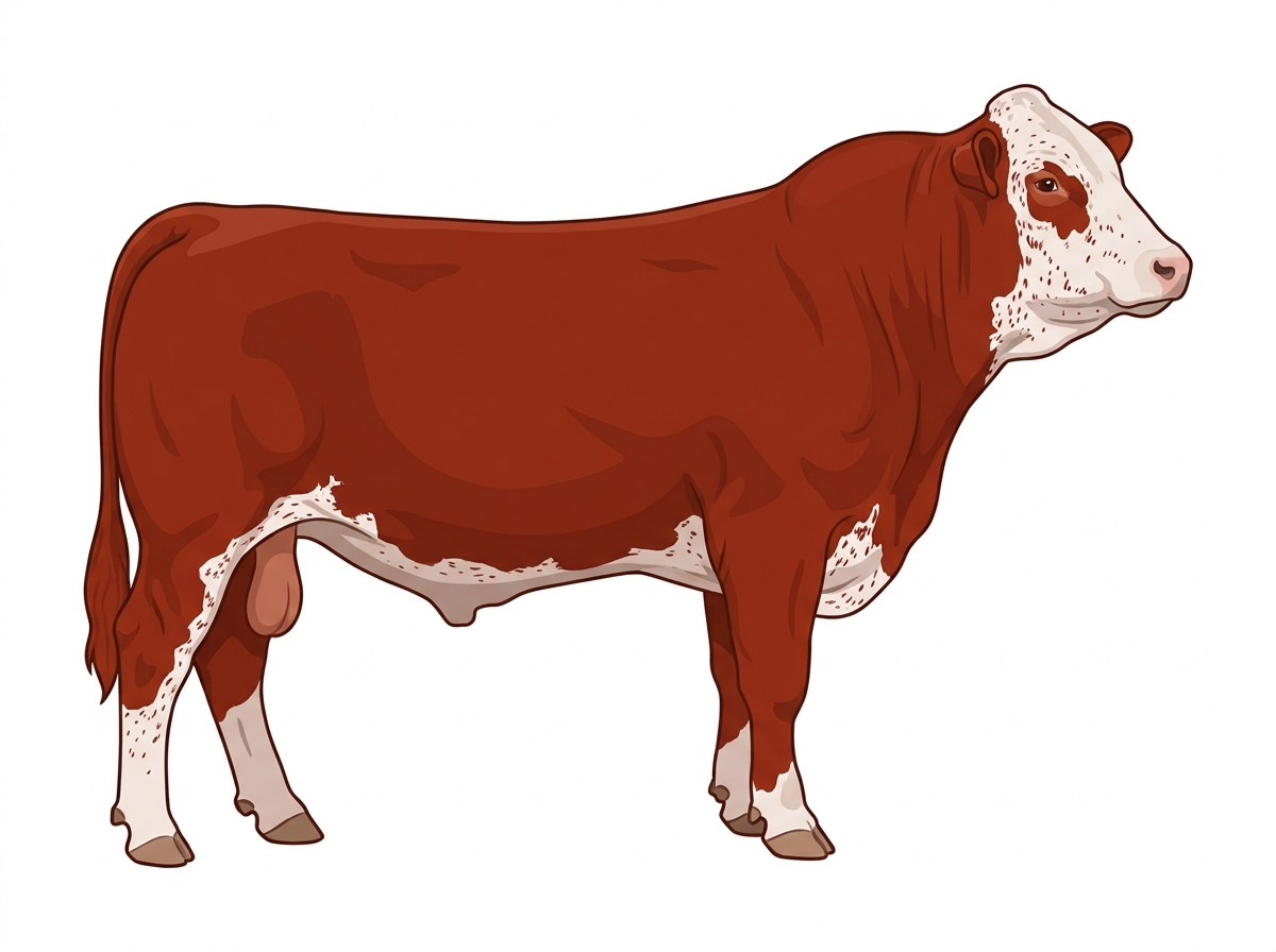 Red with partial white face with ticking Fullblood Simmental Bull