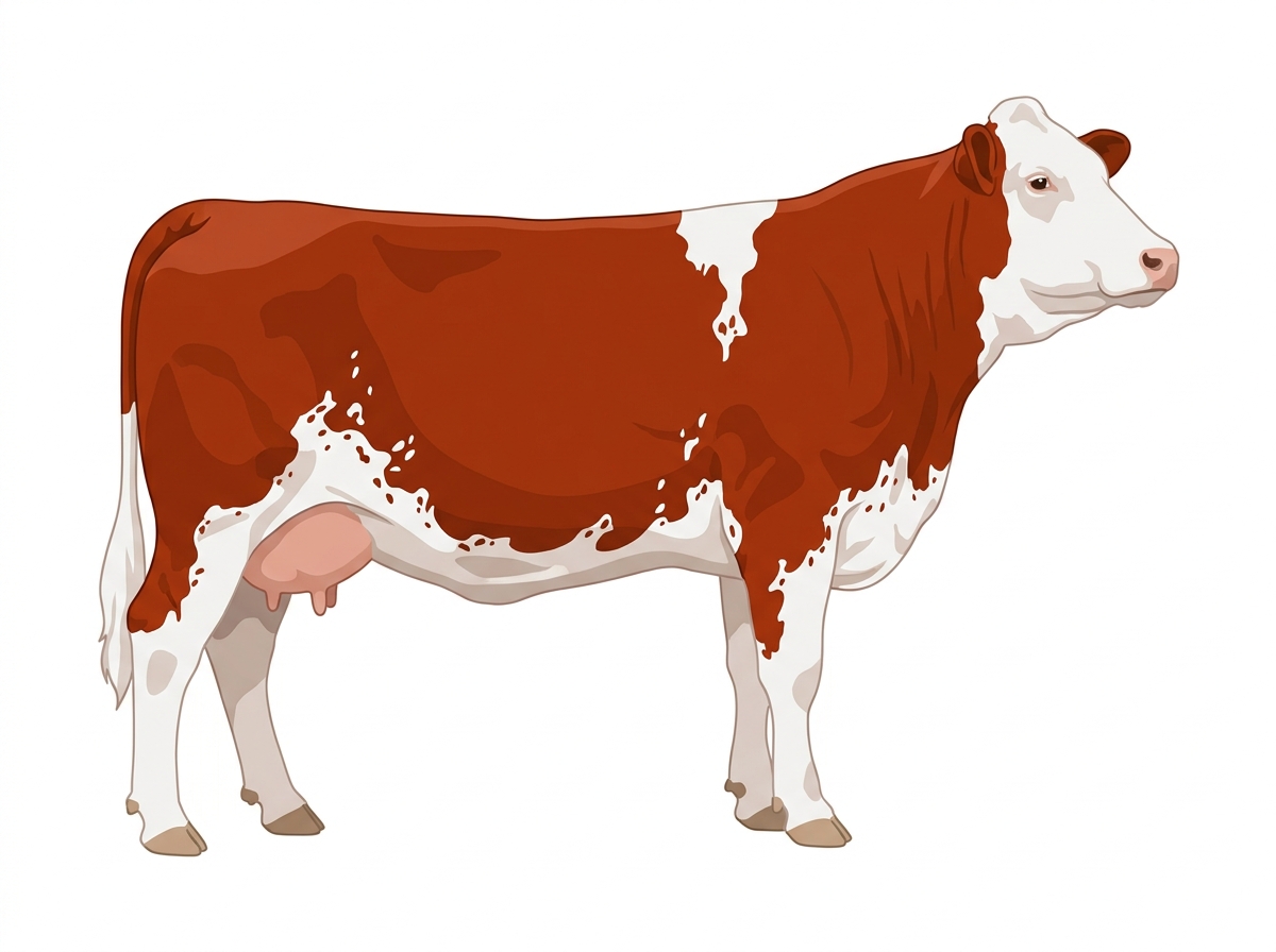 Red with ticking in the white Fullblood Simmental Cow