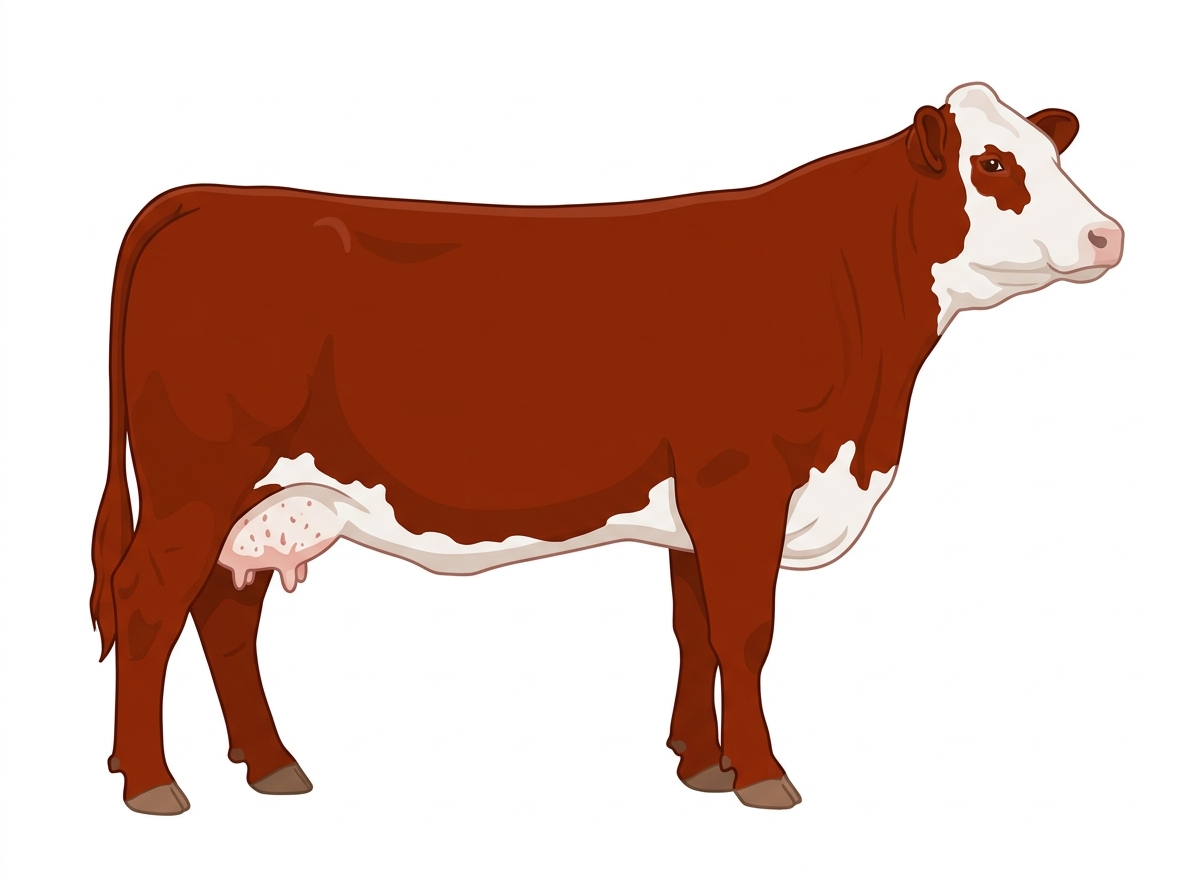 Red with white face with ticking Fullblood Simmental Cow