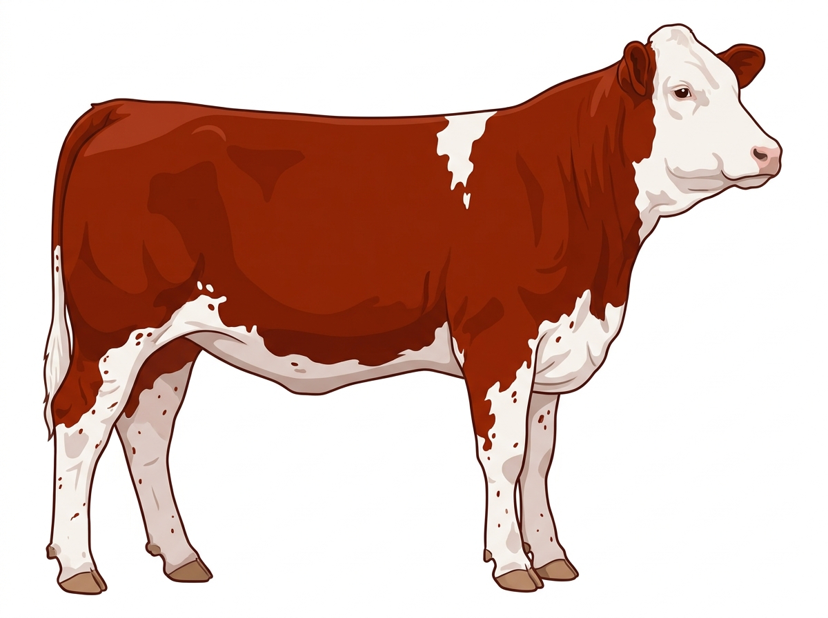 Red with white spots and ticking in the white Fullblood Simmental Heifer