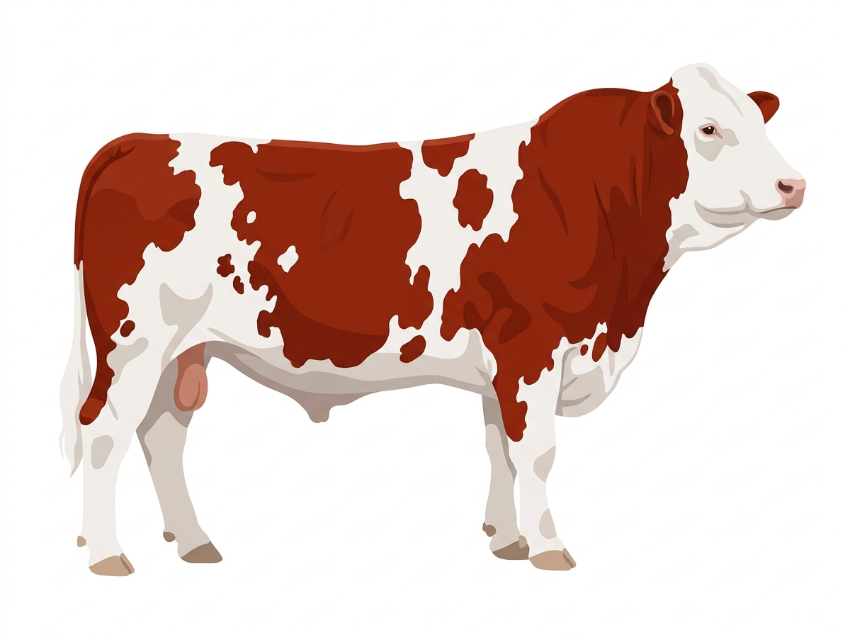 Red with white spots Fullblood Simmental Bull