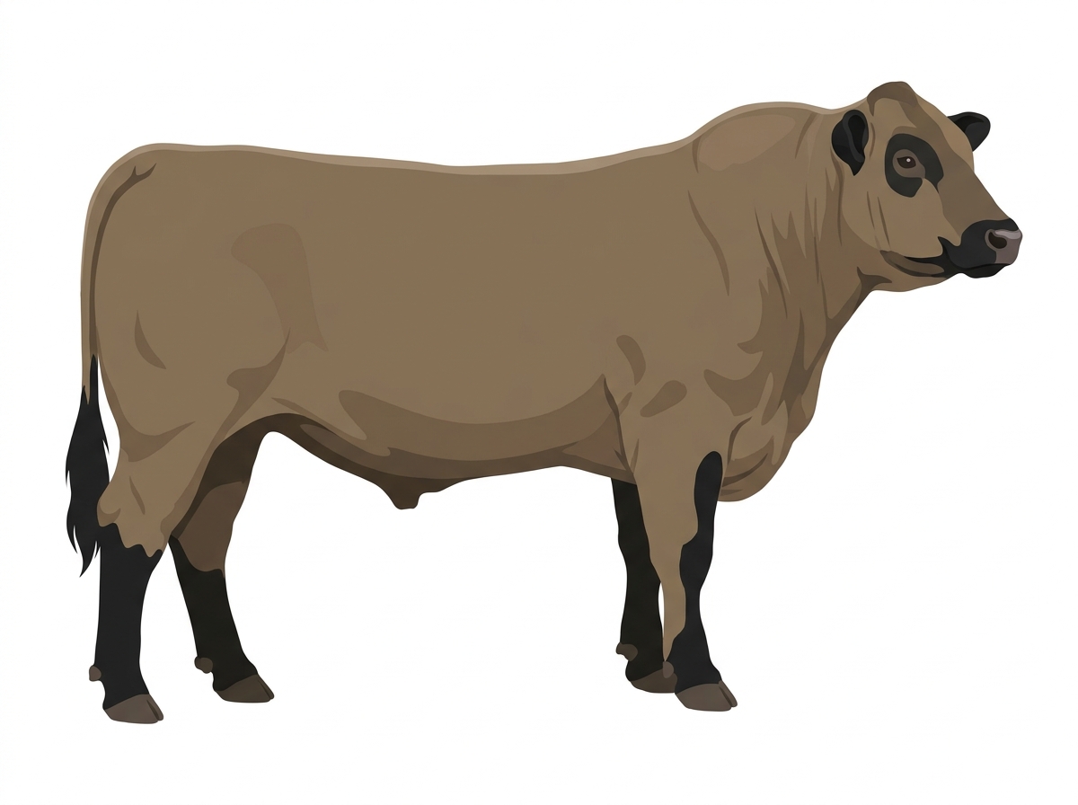 Dun with black points Gelbvieh Cross Bull