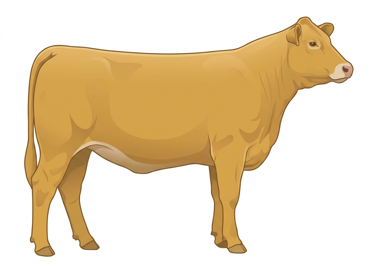 Gold with a pale muzzle ring and lighter underline Gelbvieh Cross Heifer
