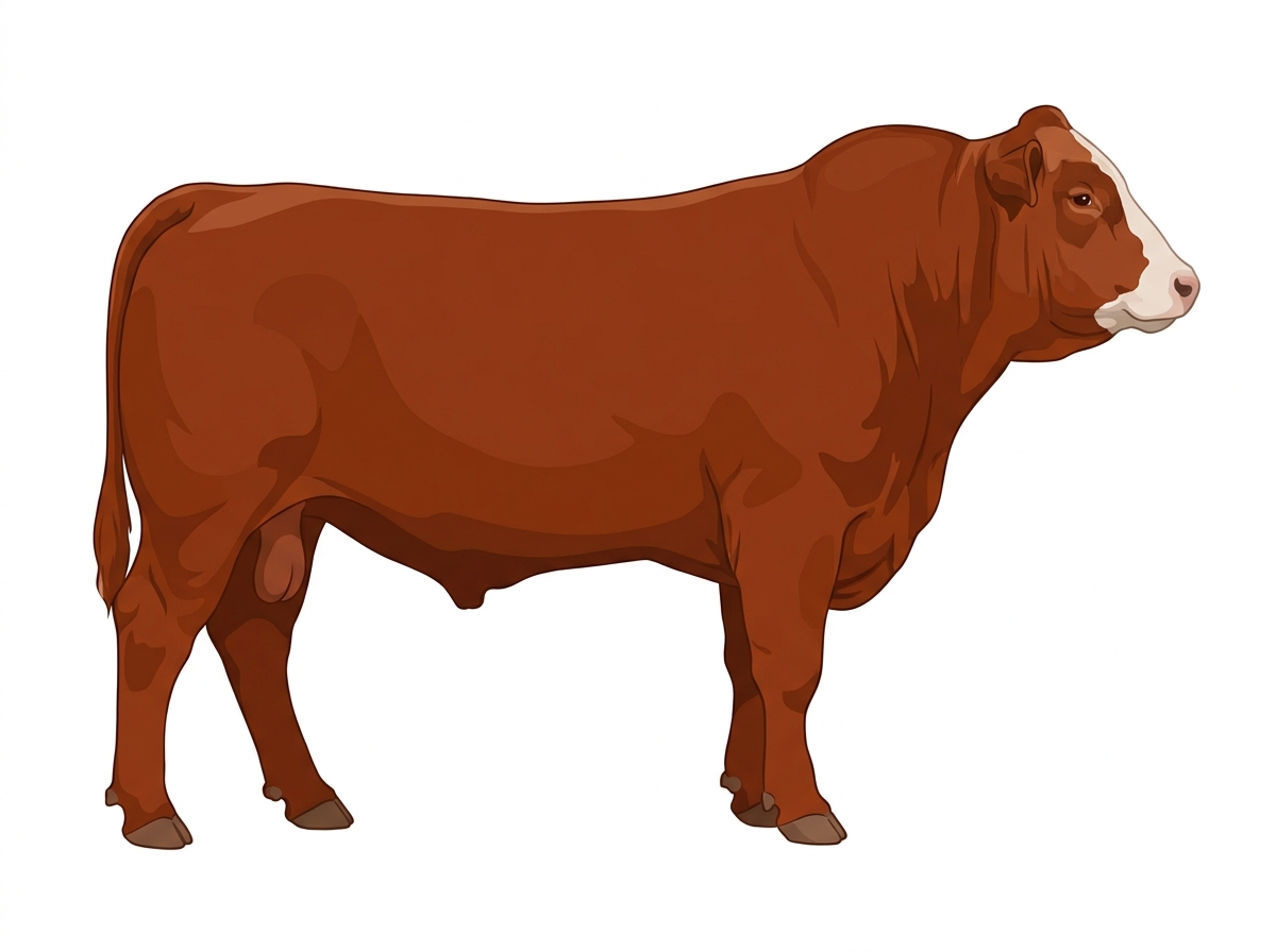 Red with a partial white face Gelbvieh Cross Bull
