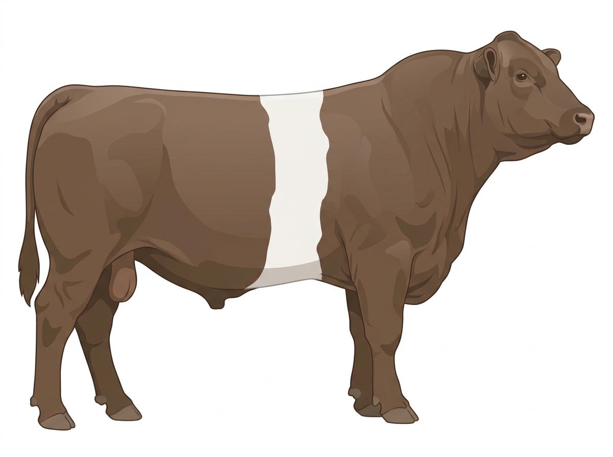 Smoky with a white belt around the midsection Gelbvieh Cross Bull