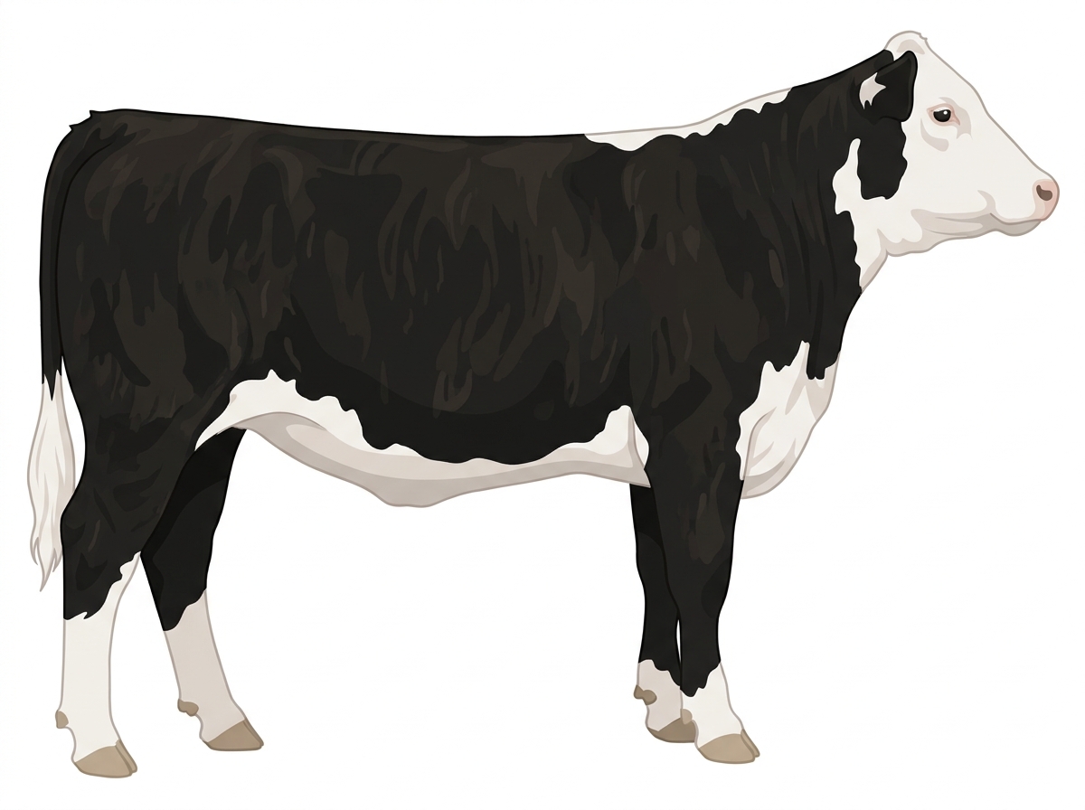 Black brindle with partial white face Hereford Cross Heifer