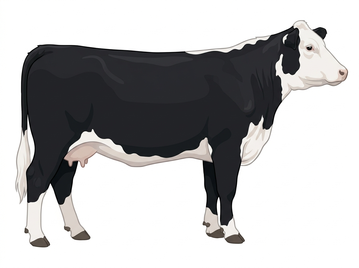 Black with a partial white face Hereford Cross Cow