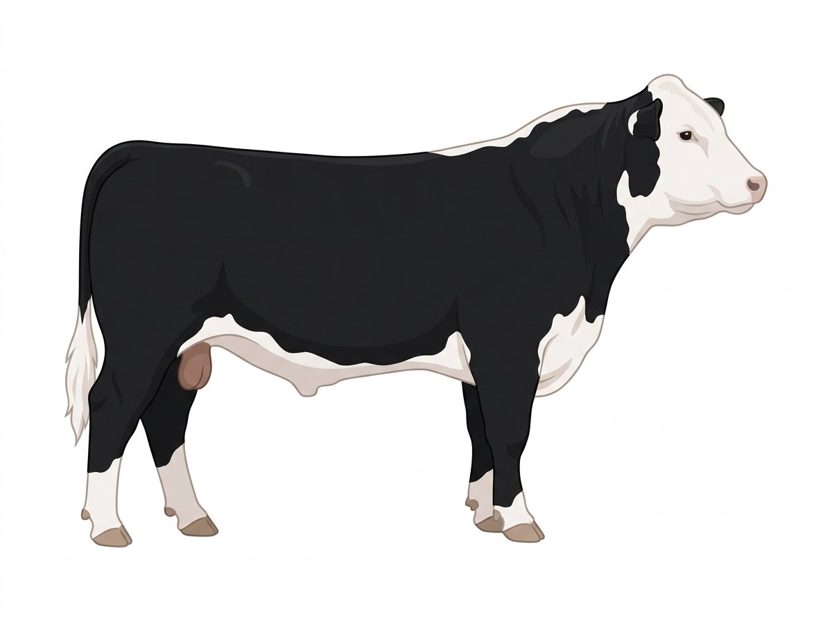 Black with a white face Hereford Cross Bull
