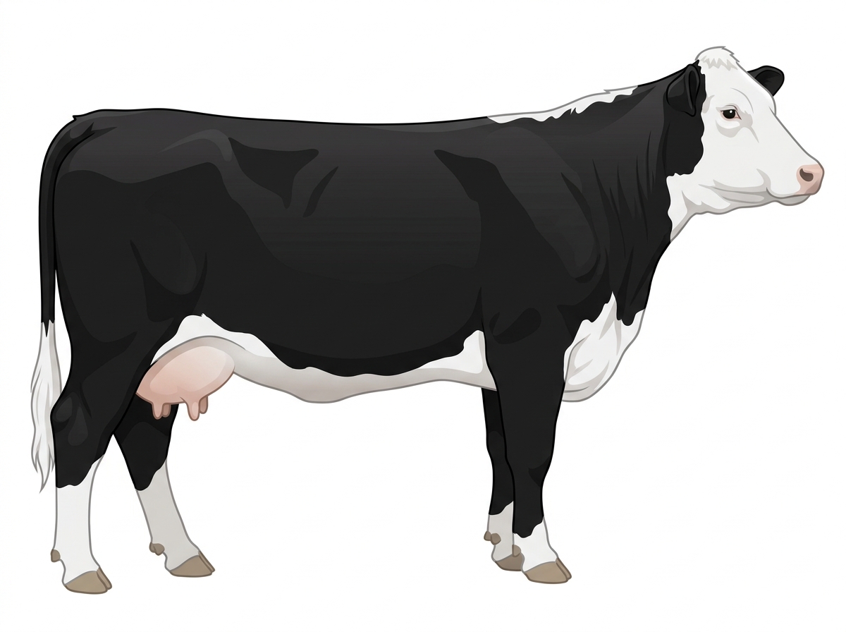Black with a white face Hereford Cross Cow