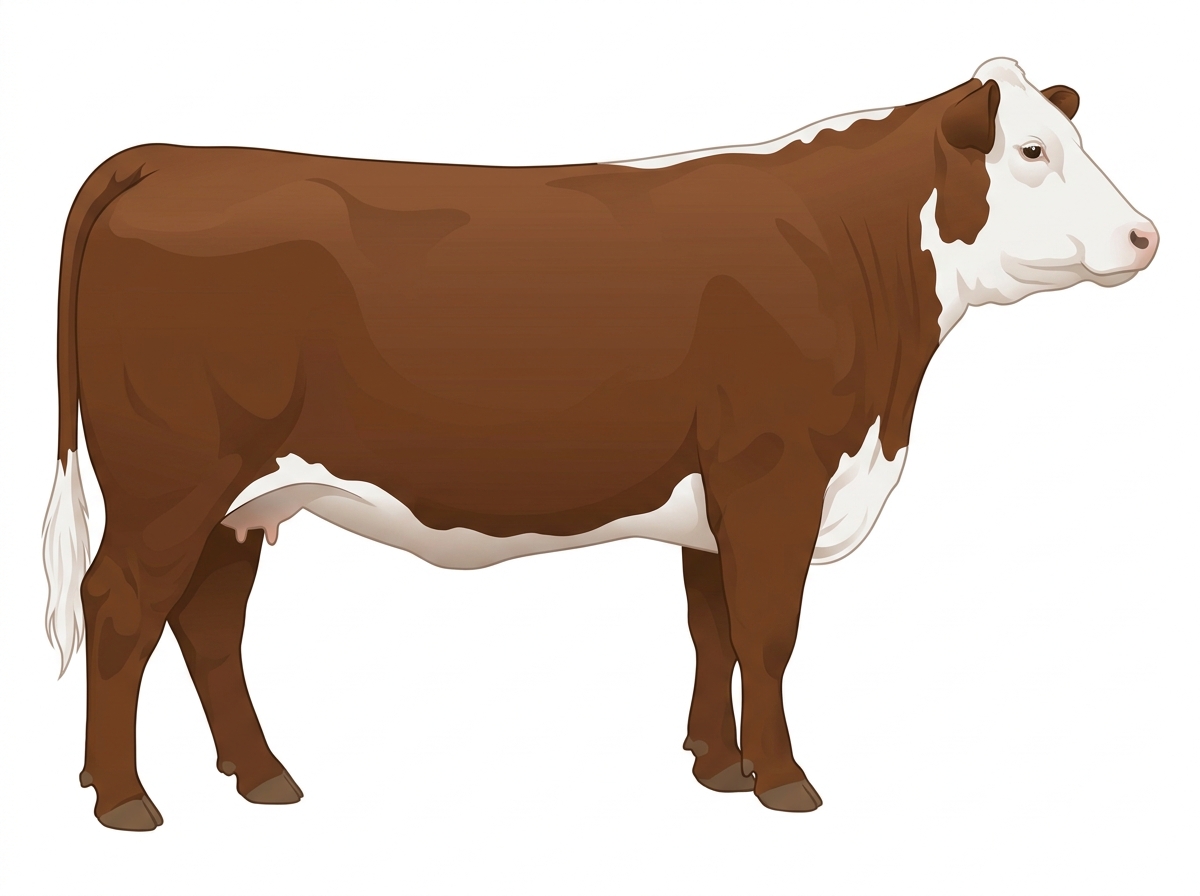 Brown with black points and a white face Hereford Cross Cow