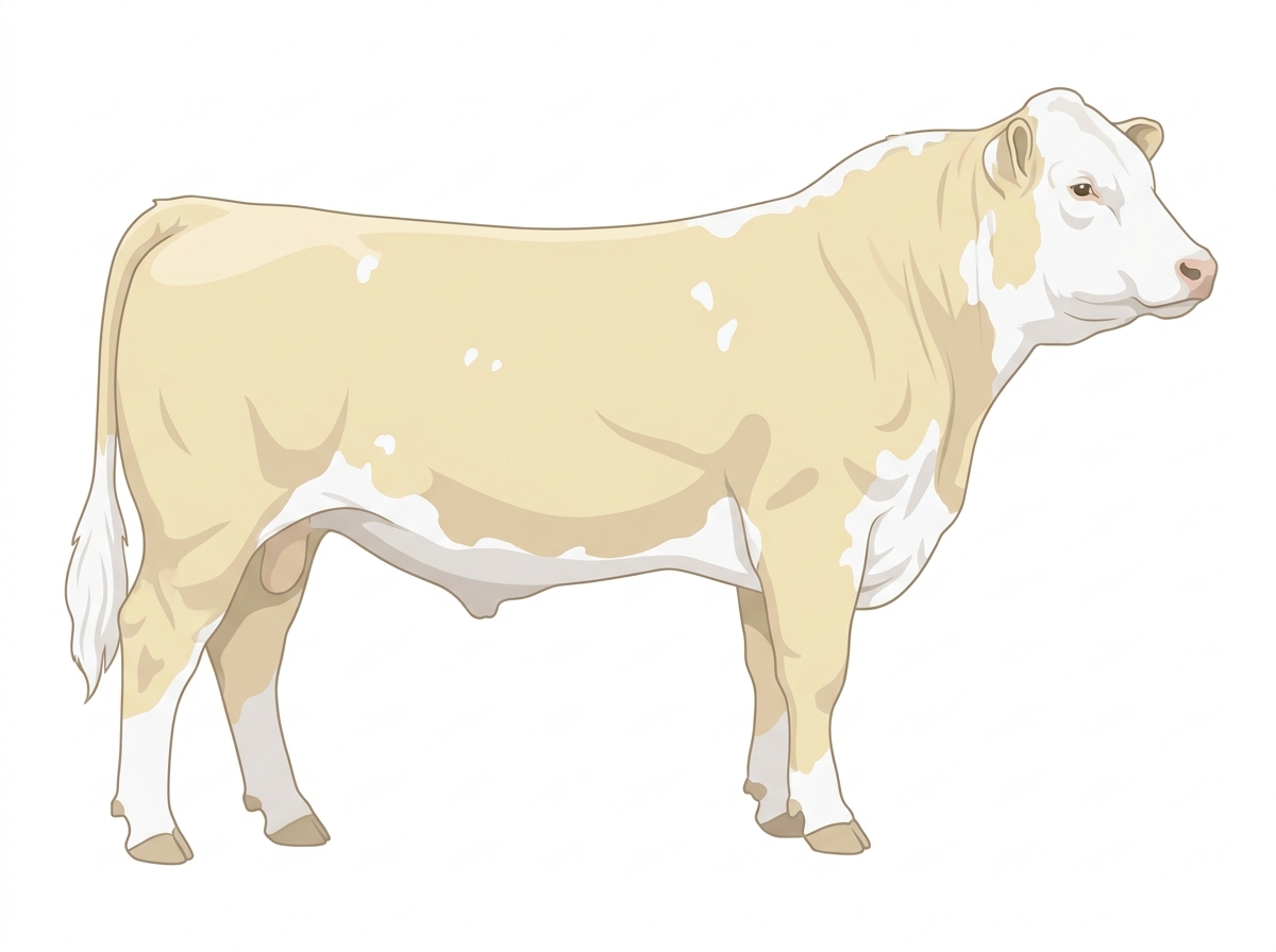 Cream with a white face and a few white spots Hereford Cross Bull