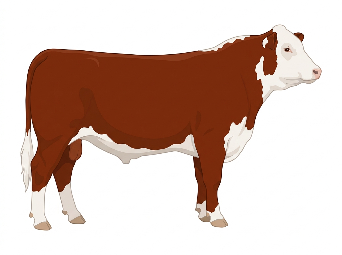 Red faint brindle with partial white face Hereford Cross Bull