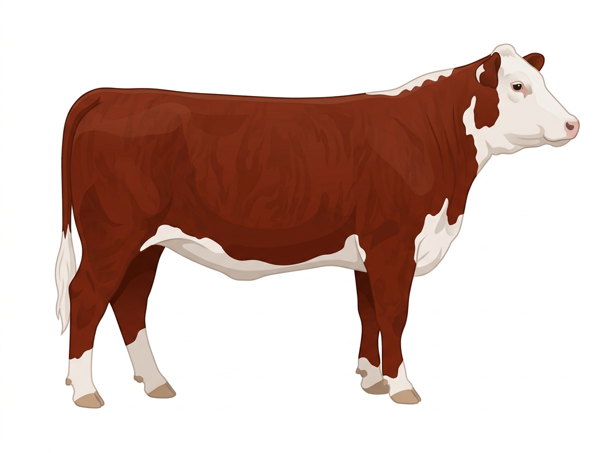 Red faint brindle with partial white face Hereford Cross Heifer
