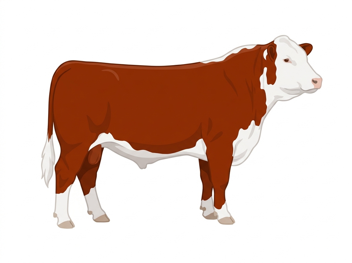 Red with a full white face, white brisket and underline Hereford Cross Bull