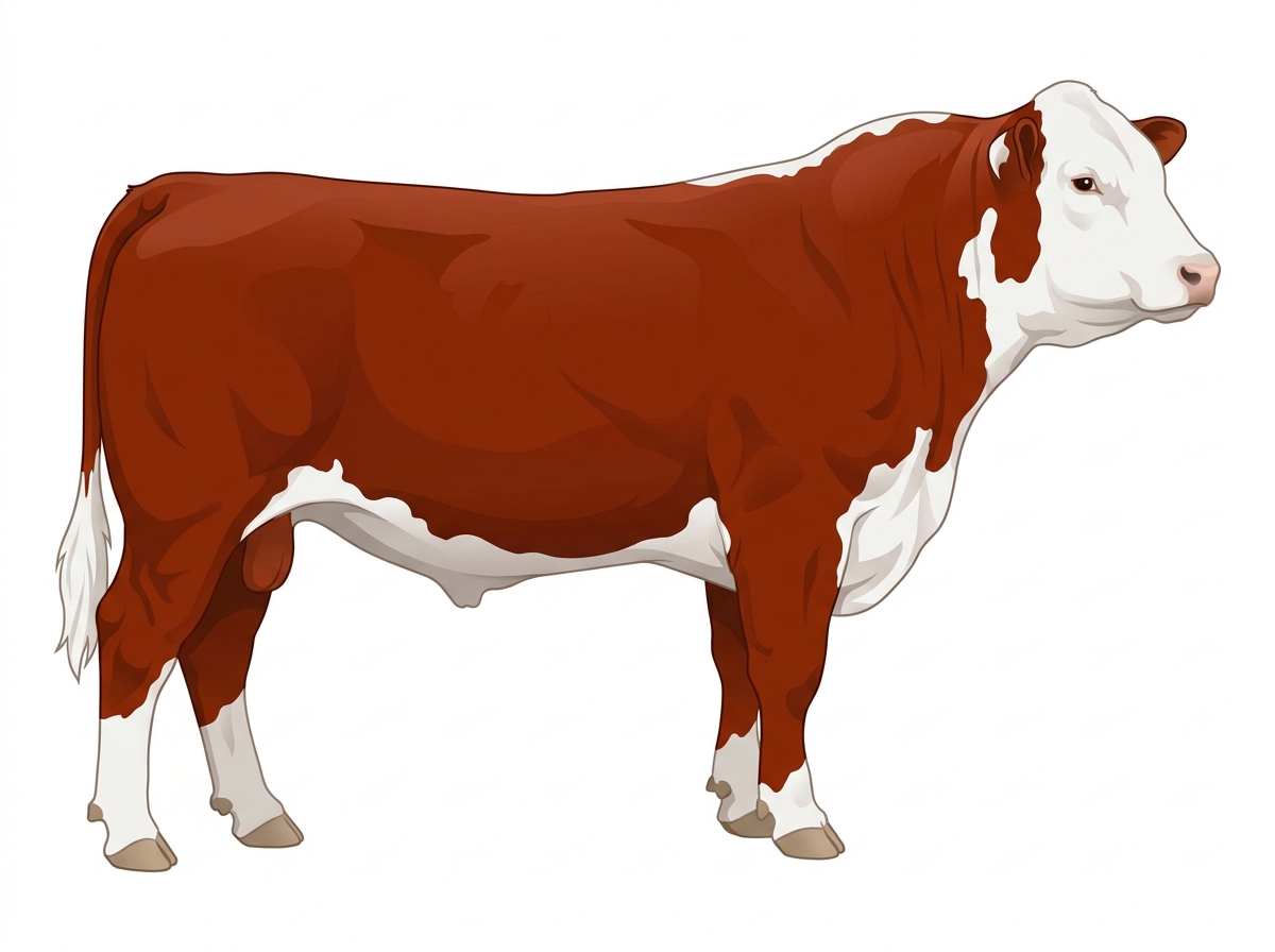 Red with a partial white face Hereford Cross Bull