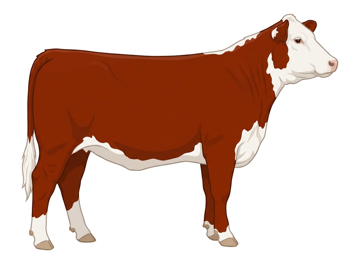 Red with a partial white face Hereford Cross Heifer