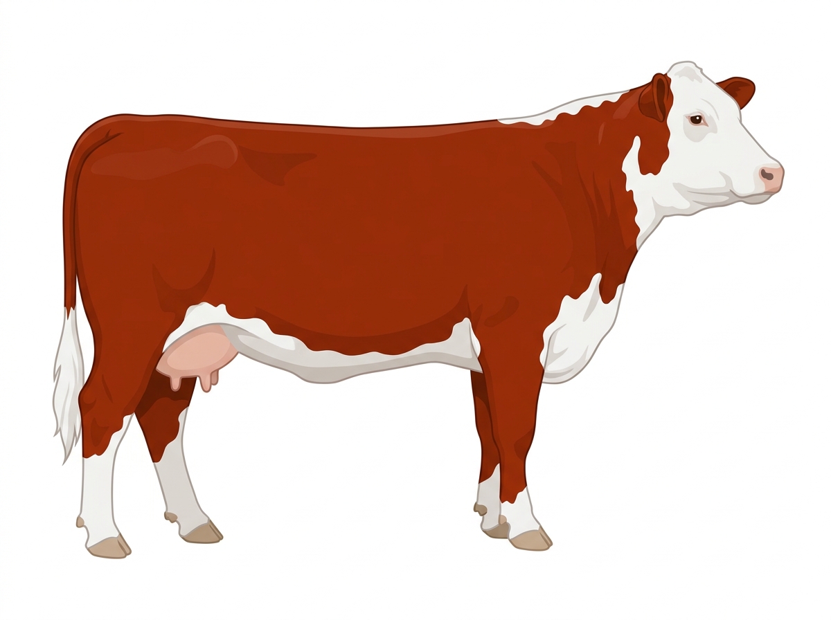 Red with a white face Hereford Cross Cow