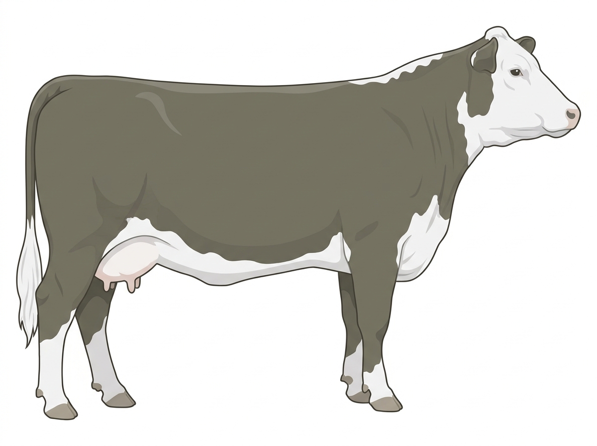 Smoky with a partial white face Hereford Cross Cow