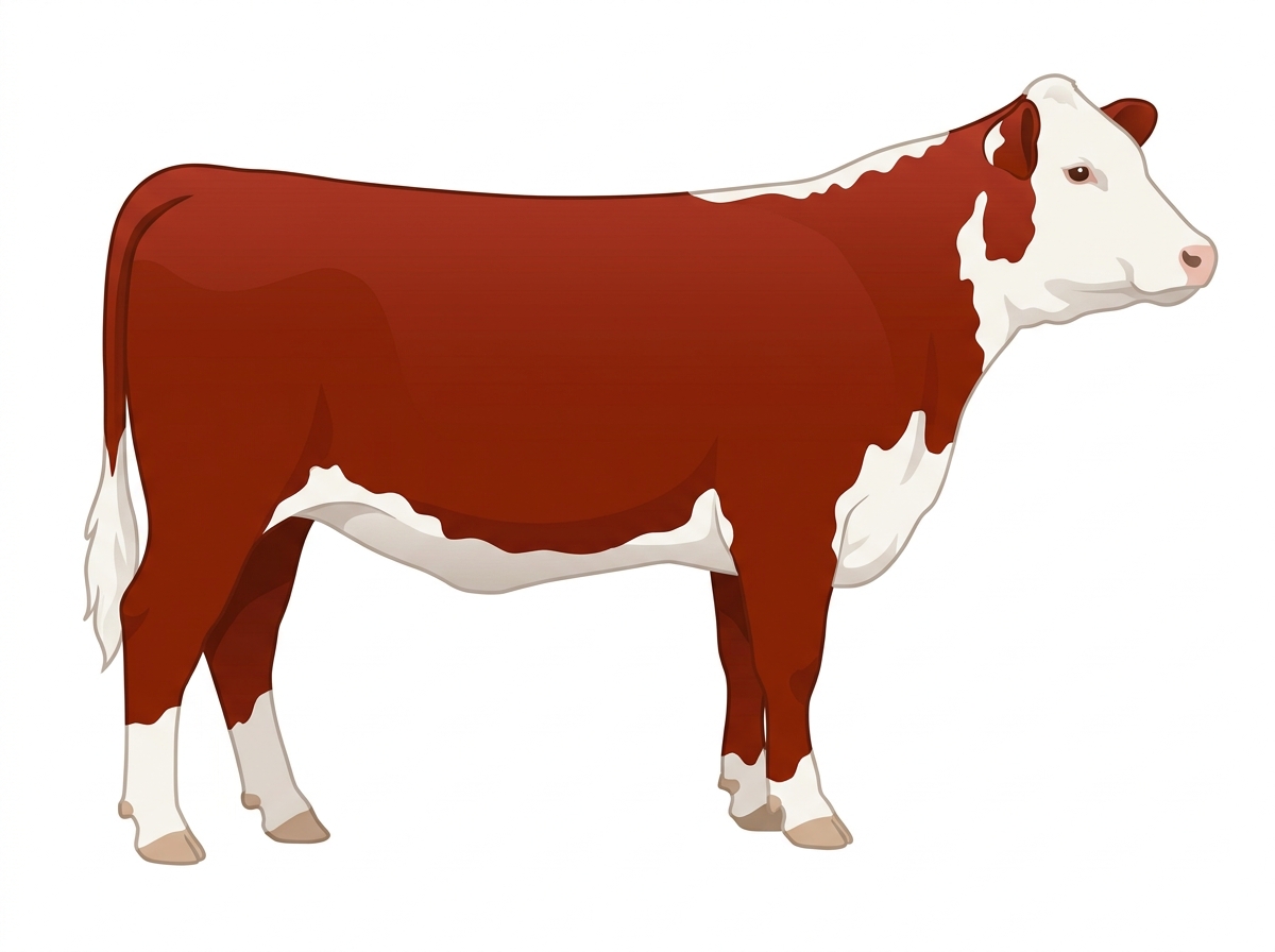 Red with a full white face, white brisket and underline Hereford Heifer