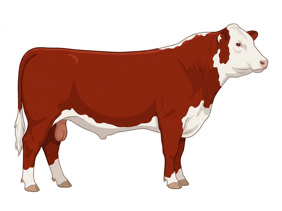 Red with a white face Hereford Bull