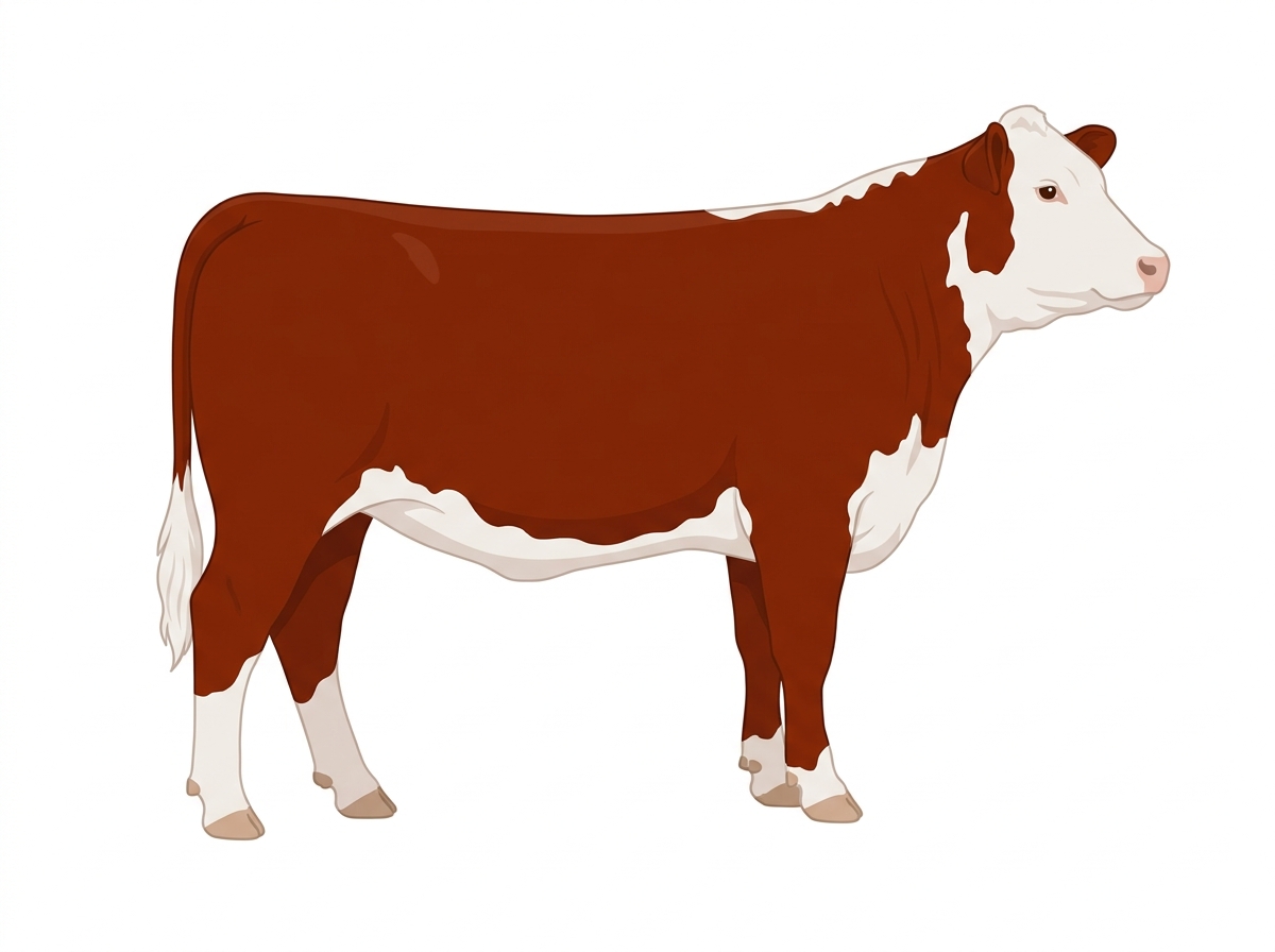 Red with a white face Hereford Heifer