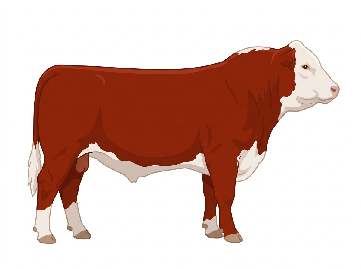 Red with a white face Hereford x Angus Cross Bull