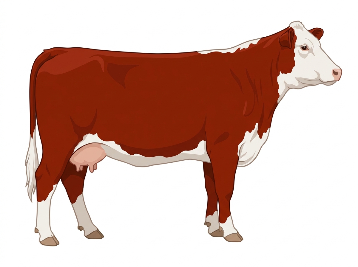 Red with white face Hereford x Angus Cross Cow