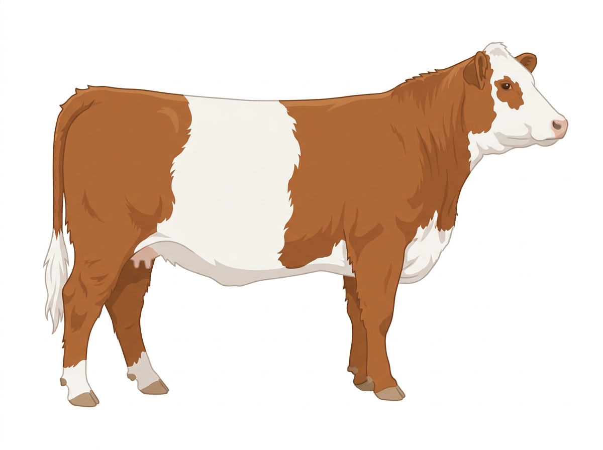 Red Dun with partial white face Hereford x Belted Galloway Cross Cow