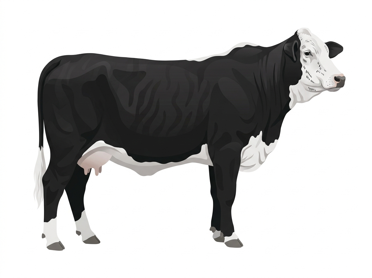 Black faint brindle with white face with ticking Hereford x Brahman Cross Cow