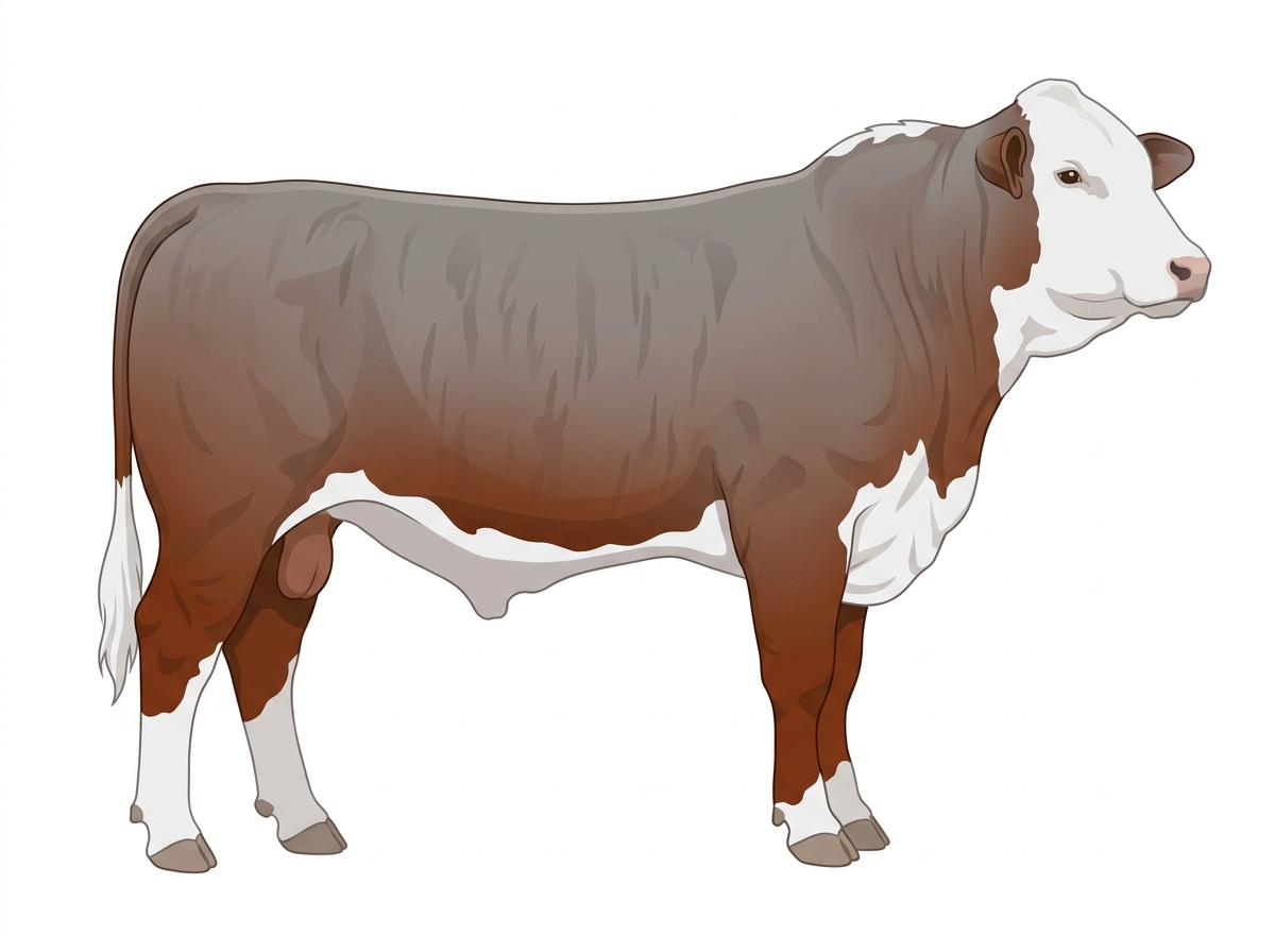 Gray faint brindle with partial white face Hereford x Brahman Cross Bull