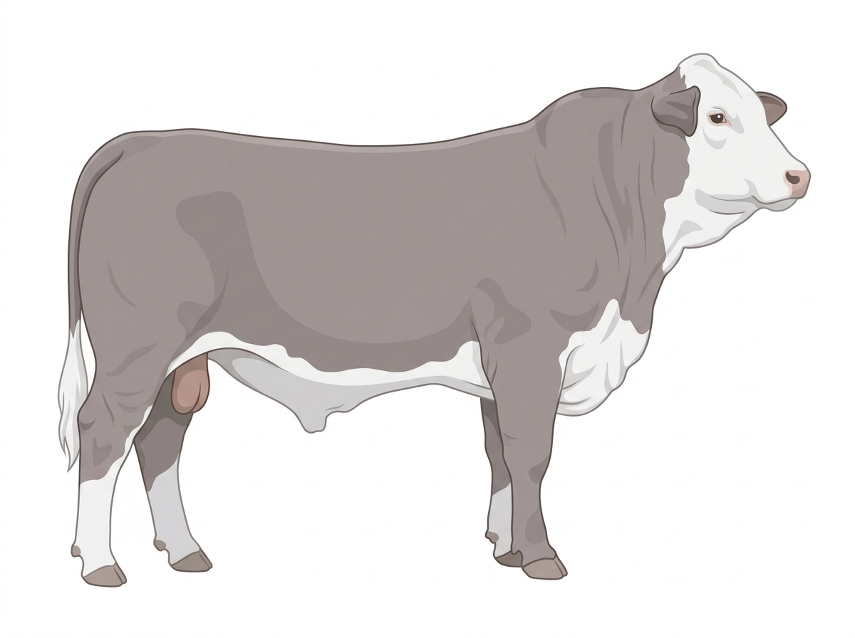 Gray faint brindle with white face Hereford x Brahman Cross Bull