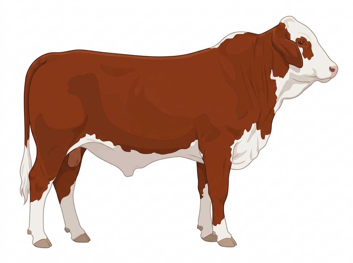 Red faint brindle with partial white face Hereford x Brahman Cross Bull