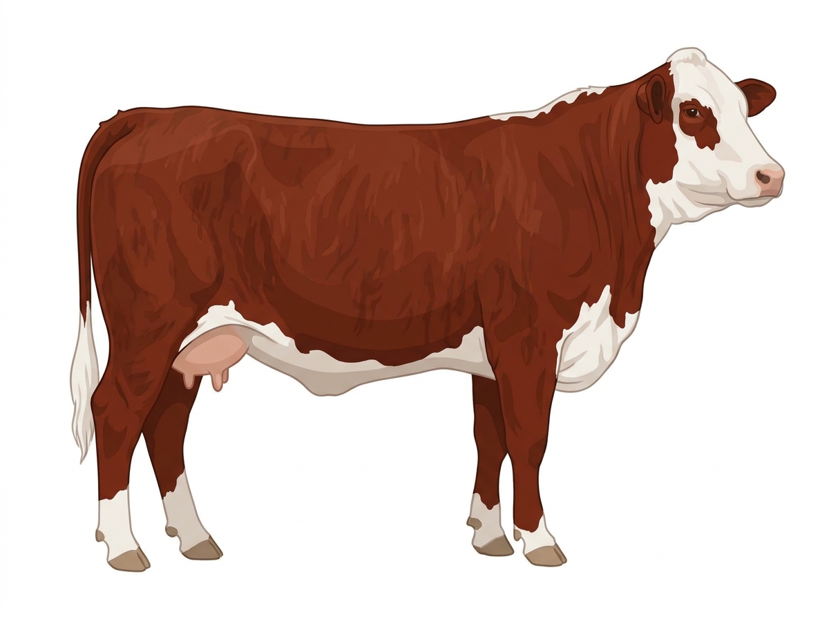 Red faint brindle with partial white face Hereford x Brahman Cross Cow