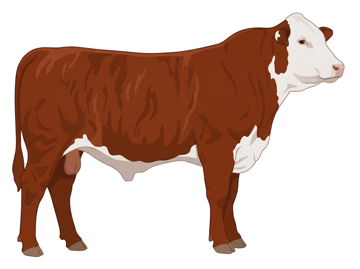 Red faint brindle with white face Hereford x Brahman Cross Bull