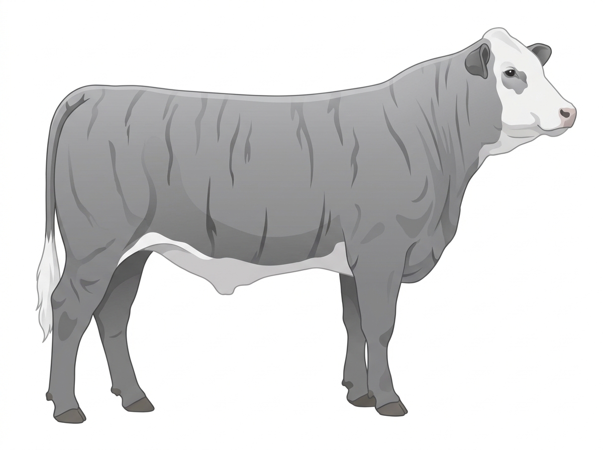Silver Gray faint brindle with white face Hereford x Brahman Cross Steer