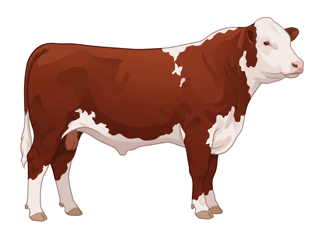 Red roan with white face Hereford x Shorthorn Cross Bull