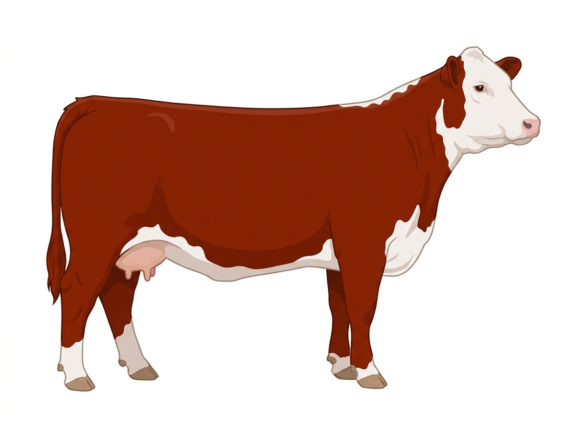 Red with white face Hereford x Shorthorn Cross Cow