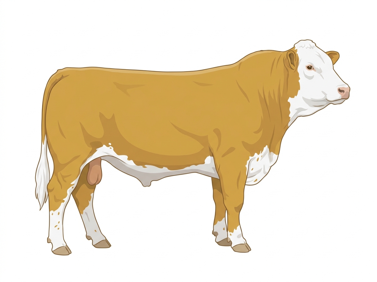 Gold with full white face with ticking Hereford x Simmental Cross Bull
