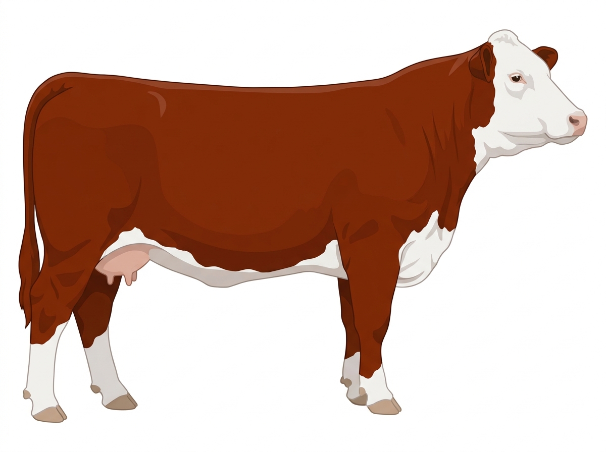 Red with white face Hereford x Simmental Cross Cow