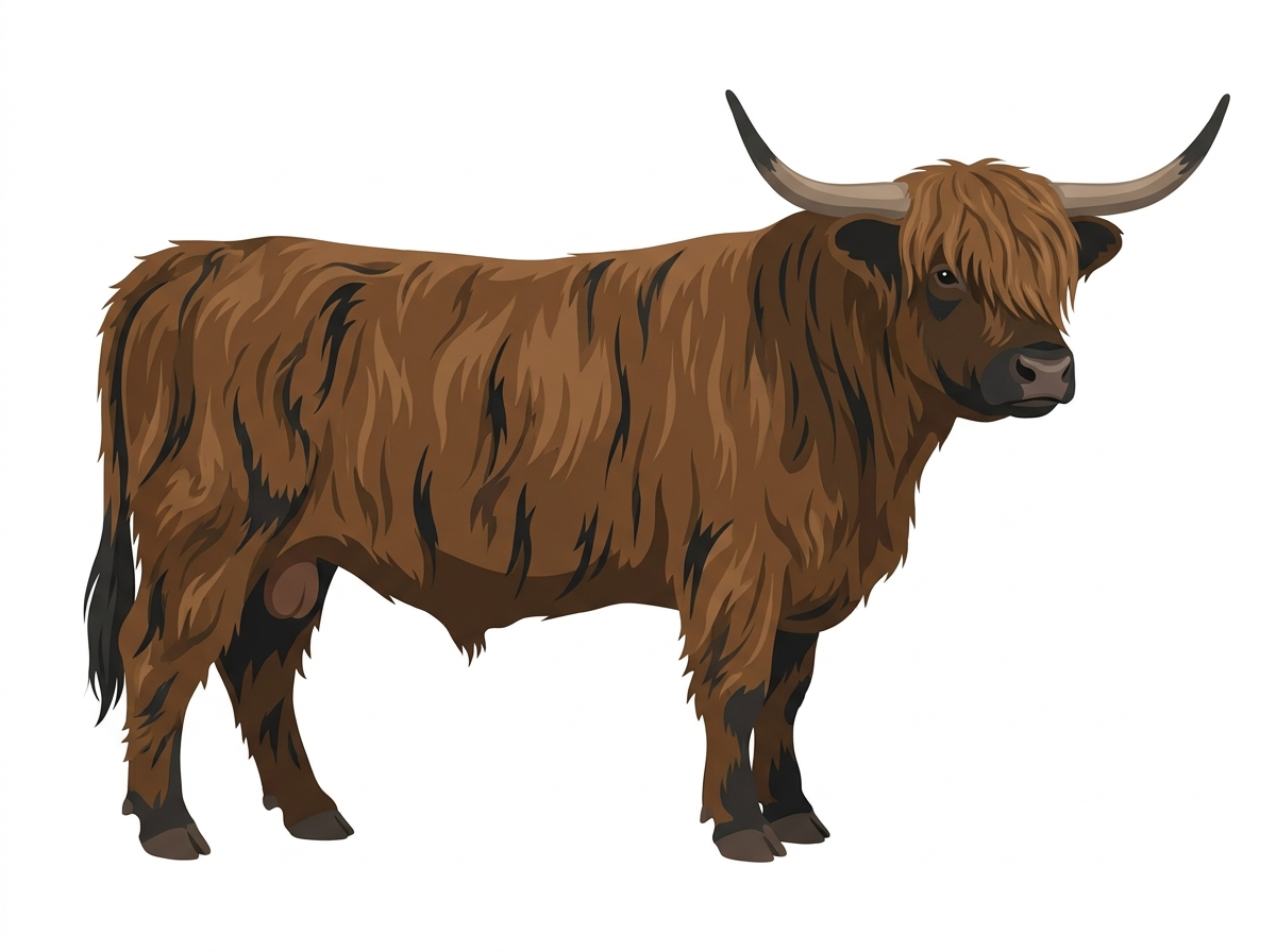 Brown brindle with black stripes and black points Highlander Bull