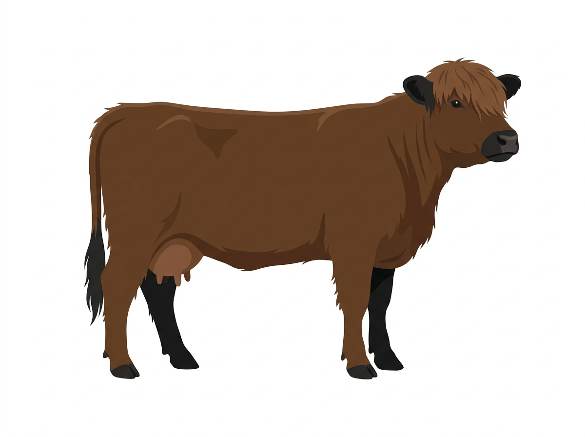 Brown with black points Highlander Cow