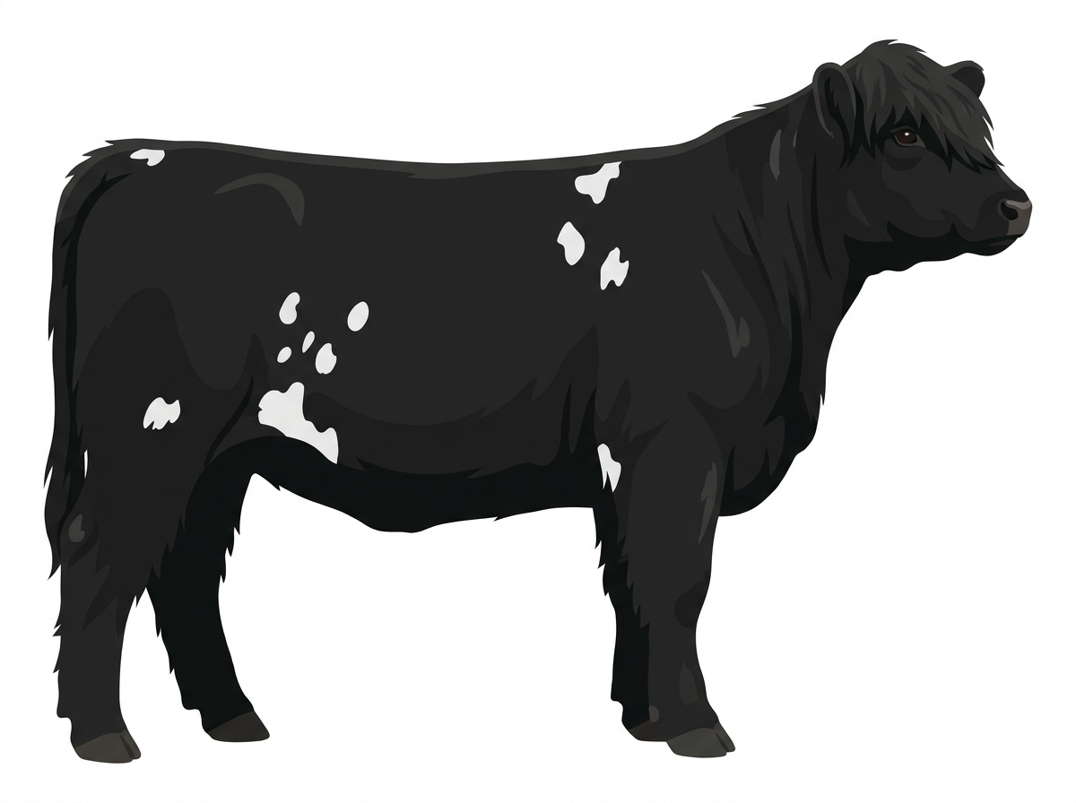 Black with a few white spots Highlander Cross Heifer