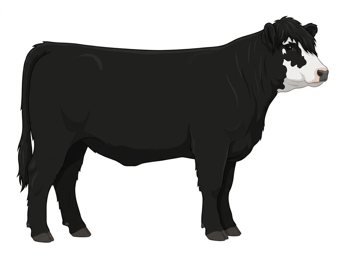 Black with a partial white face Highlander Cross Heifer