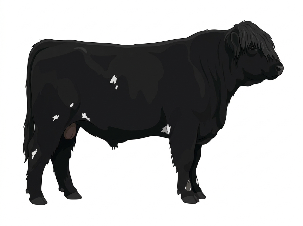 Black with minimal spotting Highlander Cross Bull