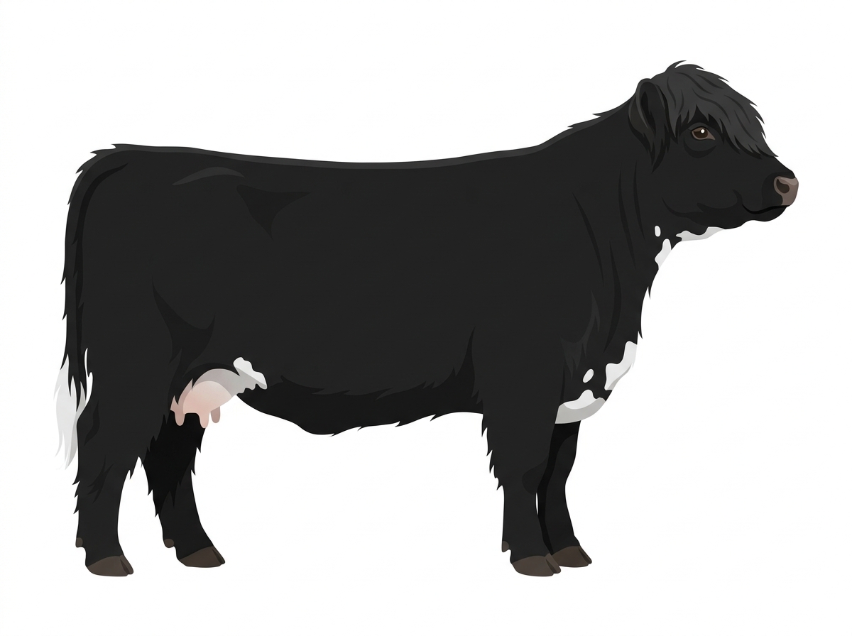 Black with minimal spotting Highlander Cross Cow
