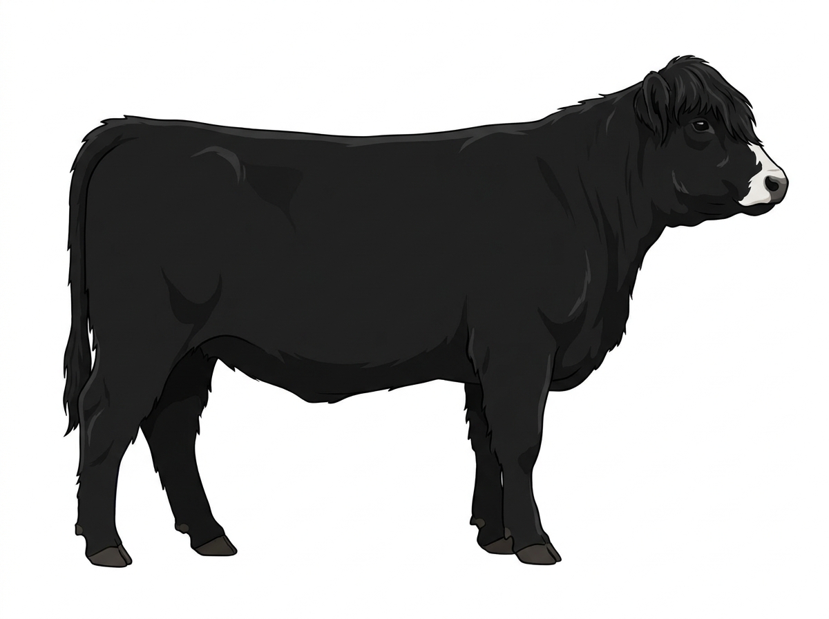 Black with minimal white face markings Highlander Cross Heifer